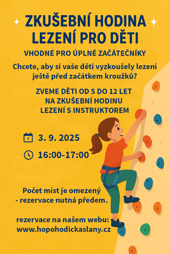 Zkušební hodina lezení pro úplné začátečníky od 5 do 12 let