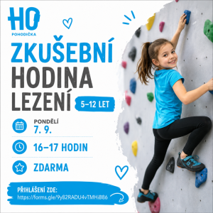 Zkušební hodina lezení pro úplné začátečníky od 5 do 12 let